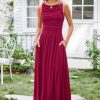 51wPvJOdAL.jpg Women 2025 Summer Maxi Dresses Vacation Ruched Boat Neck Tank Flowy Elegant Party Long Formal Dress Pockets