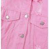 51xod6RSCpL.jpg Girl's 2 Piece Outfits Ripped Button Down Jacket Elastic Waist Denim Skirt Set