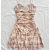 Women's Plus Size Boho Floral Cami Dress Ruched Spaghetti Strap A Line Short Dresses
