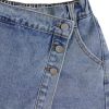 Women's High Waisted Button Front Denim Skort Asymmetrical Hem Skirt Shorts